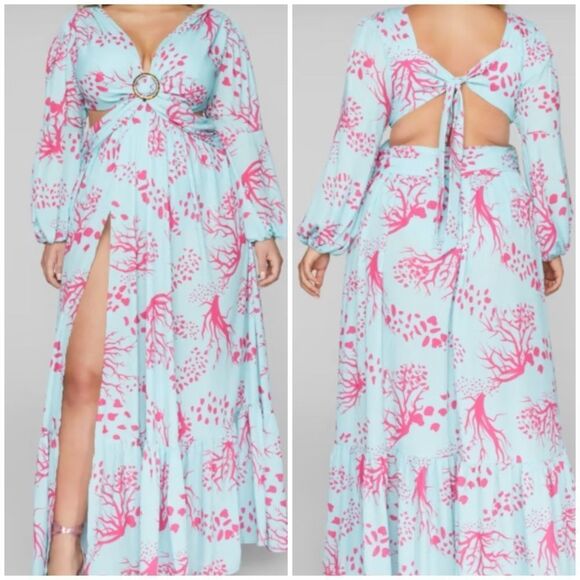 FTF Gabriella Abstract Print Maxi Dress, NWT - Picture 1 of 16